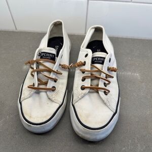 Sperry Women’s Pier View Seacoast White On Canvas Sneakers Size 7.5